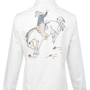 NWT Stetson Denim Bronc Embroidered Boyfriend Fit Shirt